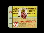 1958 Milwaukee Braves New York Yankees County Stadium World Series Game 7 Ticket Stub