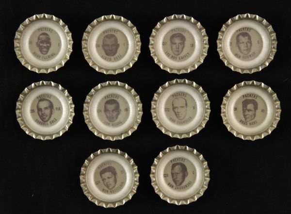 1965 Green Bay Packers Coke Bottle Cap Collection - Lot of 10