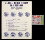 1955-56 Global World Series of Baseball County Stadium Program Ticket Stub & Schedule Collection - Lot of 7