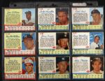 1962 Post Cereal Baseball Trading Cards - Lot of 61