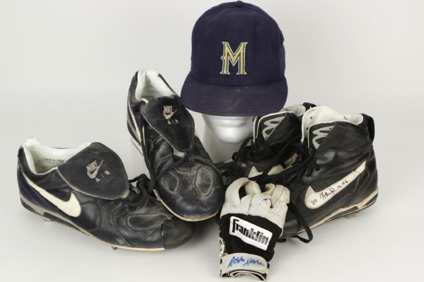 1992-99 Milwaukee Brewers Signed Game Worn Collection - Lot of 4 w/ Kevin Seitzer, John Jaha & More (MEARS LOA) 