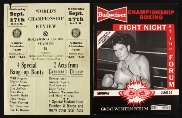 1914-1997 Lot of 230 Boxing Programs Dempsey Jeffries Baer DeLaHoya Leonard Holyfield Hagler Hearns