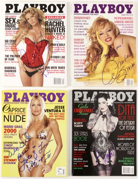 1993-2004 Supermodel Signed Playboy Magazine Collection - Lot of 7 (JSA)