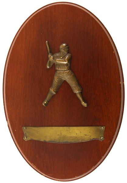 1920s circa Baseball Trophy Plaque w/ Figural Batter