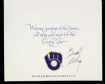 1988-92 Bud Selig Milwaukee Brewers Signed Christmas Card (JSA)