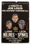 1981 18" x 27" Larry Holmes vs. Leon Spinks WBC Heavyweight Championship Fight Tribute to Joe Louis 