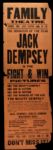 1924 Jack Dempsey Broadside 7" x 21" Fight & Win Movie 