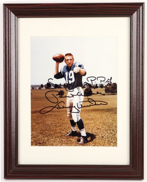 1956-72 Johnny Unitas Signed Framed Baltimore Colts 8" x 10" photo (JSA) 