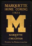 1924 Marquette Golden Avalanche Football Team Homecoming Game Program