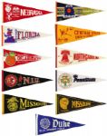 1970's-80's College Football & Basketball Full Size 29 Pennant Collection - Lot of 33