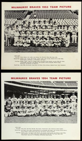 1953-65 Milwaukee Braves Team Photo Collection - Lot of 16