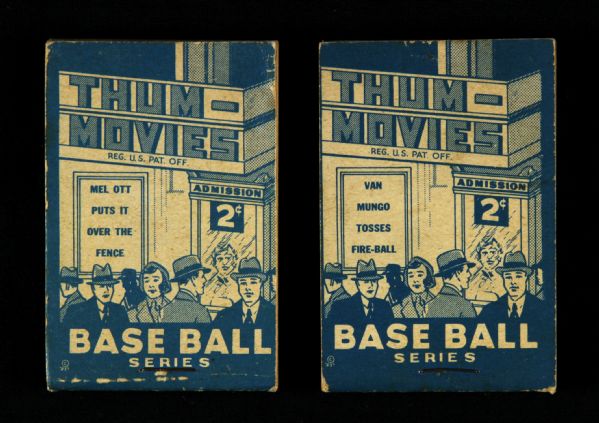 1937 Goudey R342 Thum-Movies Flip Books - Lot of 2 w/ Van Mungo Tosses Fireball & Mel Ott Puts It Over the Fence
