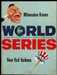 1958 Milwaukee Braves New York Yankees County Stadium Unscored World Series Program