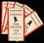 1936 Chicago Cubs Spring Training Trip Player Roster Book - Lot of 6
