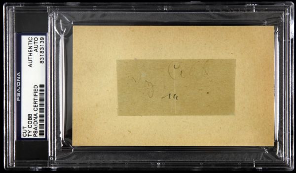 1920s-30s Ty Cobb Detroit Tigers PSA/DNA Slabbed Signed Cut 