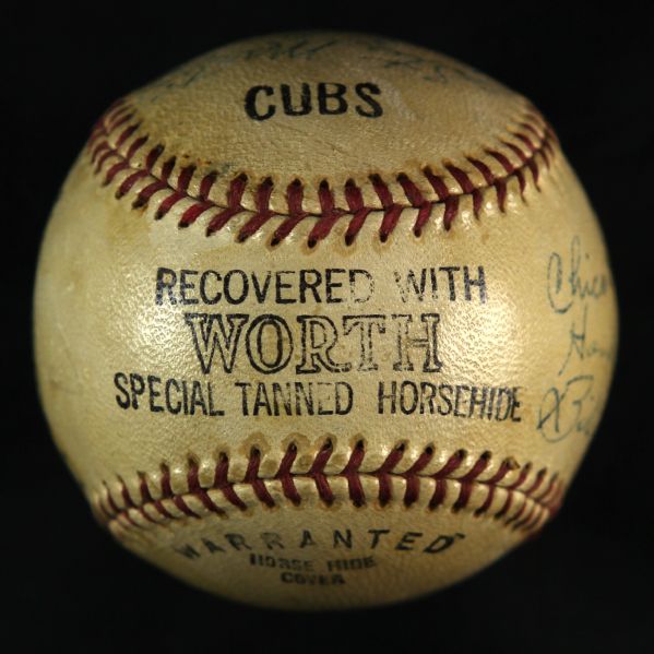 1943 Chicago Cubs Team Signed Worth Baseball w/ 18 Signatures Including Kiki Cuyler, Hiram Bithorn, Stan Hack & More (JSA)