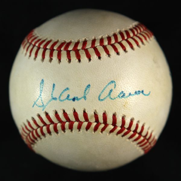 1989-93 Hank Aaron Eddie Mathews Milwaukee Braves Signed ONL White Baseball (JSA)