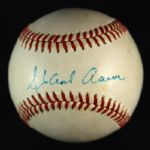1989-93 Hank Aaron Eddie Mathews Milwaukee Braves Signed ONL White Baseball (JSA)