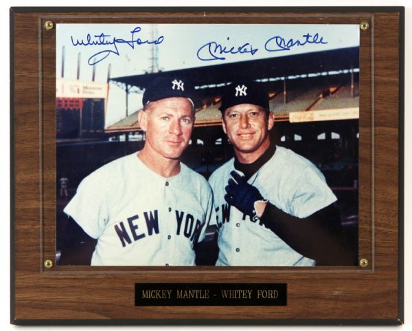 1953-67 Mickey Mantle Whitey Ford New York Signed Framed 10" x 13" (JSA Full Letter)