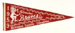 1958 Milwaukee Braves National League Champions Full Size 29" Pennant