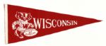 1960s circa Wisconsin Badgers Full Size 28" Pennant & Bucky Badger Letterman Style Patch