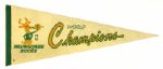 1970s Milwaukee Bucks Full Size 29" Pennant - Lot of 2 w/ World Champions Pennant