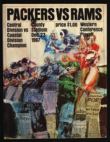 1967 Green Bay Packers vs. Los Angeles Rams County Stadium Western Conference Playoff Program