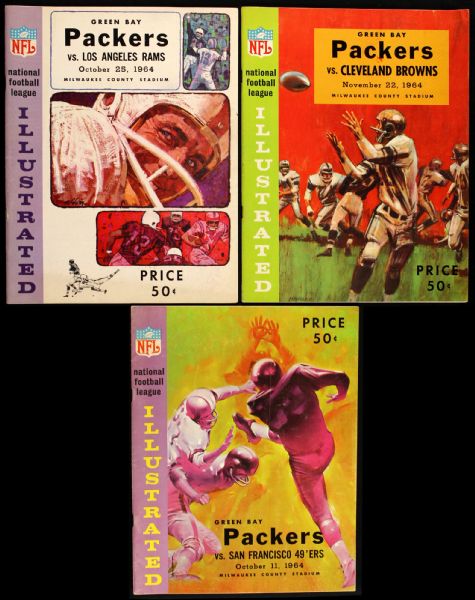 1964 Green Bay Packers Milwaukee County Stadium Program Collection - Lot of 3