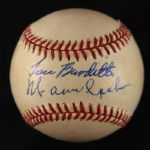 1989-93 Warren Spahn Lew Burdette Milwaukee Braves Signed ONL White Baseball (JSA)
