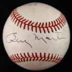 1988 Don Mattingly Billy Martin Phil Rizzuto Tommy John Signed OAL Brown Baseball (JSA)