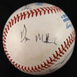 1988 Don Mattingly Billy Martin Phil Rizzuto Tommy John Signed OAL Brown Baseball (JSA)