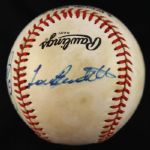 1970-86 Joe Adcock Lew Burdette Johnny Logan Milwaukee Braves Signed ONL Feeney Baseball (JSA)