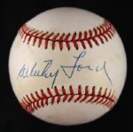 1984-94 Whitey Ford New York Yankees Single Signed OAL Brown Baseball (JSA)