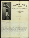 1912 Frankie White Chicago Bantamweight Letter from Manager to Opponent