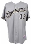 2008 Eric Munson Milwaukee Brewers Spring Training Road Jersey (MEARS LOA/MLB Hologram)