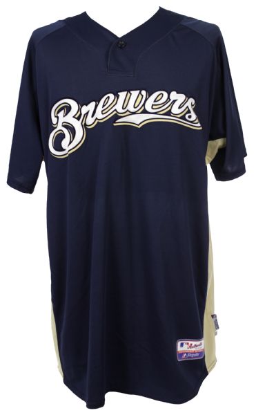 2008 Zach Jackson Milwaukee Brewers Batting Practice Jersey (MEARS LOA/MLB Hologram)