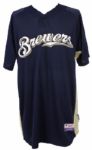 2008 Zach Jackson Milwaukee Brewers Batting Practice Jersey (MEARS LOA/MLB Hologram)