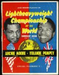 1956 Archie Moore vs. Yolande Pompey Light Heavyweight Championship Fight Program