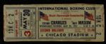 1951 Ezzard Charles vs. Joe Maxim Chicago Stadium Heavyweight Title Bout Ticket