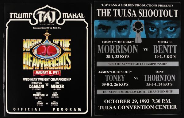 1991-93 Tommy "The Duke" Morrison World Heavyweight Champion Fight Program Collection - Lot of 3