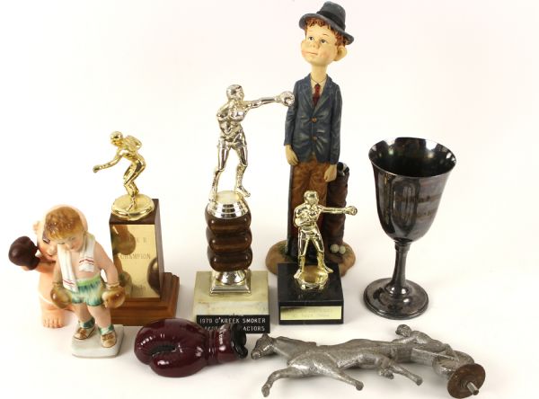 1960s-90s Boxing Golf Harness Racing Memorabila Collection - Lot of 9 w/ Trophies, Figures & More