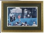 1982 Arnold Palmer 32" x 42" Framed Matted Teeing Off Denver Champions of Golf Print