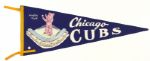 1950s / 80s Chicago Cubs Wrigley Field Full Size 29" Pennant - Lot of 2