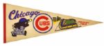 1950's / 80's Chicago Cubs Wrigley Field Full Size 29 Pennant - Lot of 2