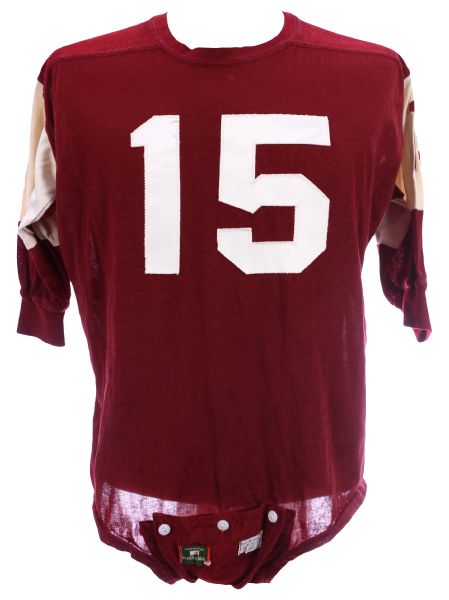 1964-67 Temple Owls #15 Game Worn Durene Football Jersey w/ 6 Button Crotch Piece (MEARS LOA)