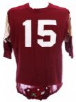 1964-67 Temple Owls #15 Game Worn Durene Football Jersey w/ 6 Button Crotch Piece (MEARS LOA)
