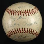 1956 New York Yankees World Series Champions Team Signed OAL Harridge Baseball w/ 25 Signatures Including Mickey Mantle (Clubhouse), Yogi Berra, Billy Martin & More (JSA)