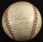 1956 New York Yankees World Series Champions Team Signed OAL Harridge Baseball w/ 25 Signatures Including Mickey Mantle (Clubhouse), Yogi Berra, Billy Martin & More (JSA)