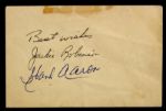1955/1989 Jackie Robinson Hank Aaron Signed Envelope (JSA)