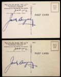 1940s Jack Dempsy World Heavyweight Champion Signed Postcard - Lot of 2 (JSA)